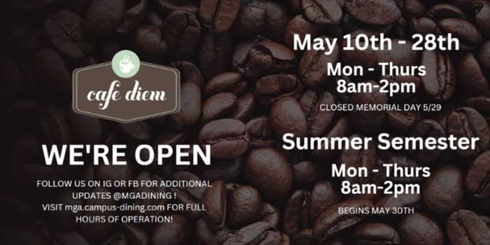 Café Diem Open this Summer graphic. 